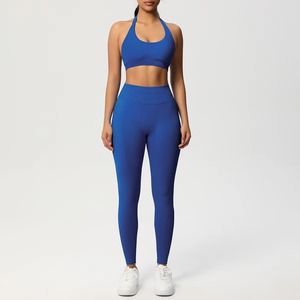 Conjunto de Yoga Sexy de 2 Piezas, Transpirable y Ligero, para Gimnasio y Fitness, con Cintura Alta, Bra y Leggings para Mujer - Product Image 2