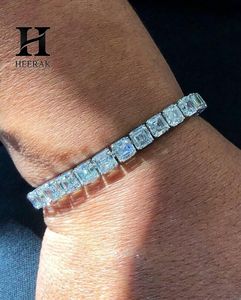 Pulsera de tenis de lujo de oro blanco de 14K con diamantes de laboratorio de corte Asscher y esmeraldas de corte cuadrado en línea - Product Image 2