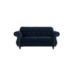 Divano a 2 Posti di Lusso in Velluto Indaco con Cuscini, Arredamento Formale per Soggiorno - Product Image 3