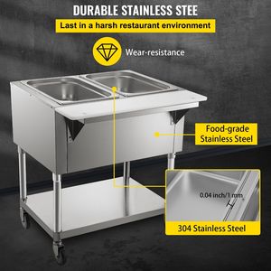 Scaldabagno elettrico commerciale professionale da tavolo a vapore in acciaio inossidabile a 2 pentole da 0 100 gradi C gamma ruote chiudibili a chiave per Catering - Product Image 3