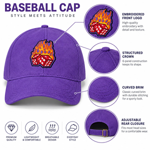 <b>Purple</b> Vintage 6-Panel Baseball Cap Embroidered Custom Logo Adjustable Brim Casual Unisex 100% Cotton Mesh <b>Hat</b> Spring Summer - Product Image 5
