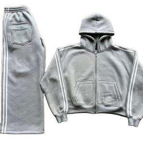 Sudaderas con capucha con cremallera lisa en blanco para hombre de alta calidad con chándales Flayer Pent para hombre 100% algodón polar al por mayor Logotipo de personalización - Product Image 1