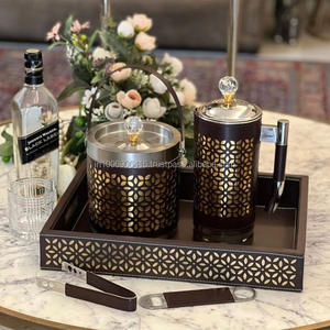 Ensemble d'organisateur de bar en cuir et bois de luxe K S Exports Regal Majestix - Collection de vaisselle pour les fêtes, en stock, fabriqué dans le Maharashtra - Product Image 6