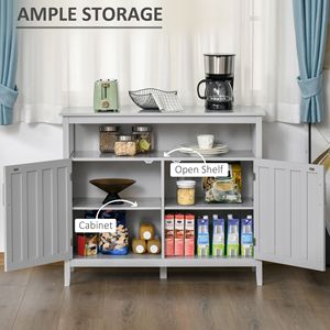 "Handmade Mango Wood Modern Ribbed Villa <b>Sideboard</b> with Anti-Tip Feature for Gray <b>Kitchen</b> Storage" - Product Image 4