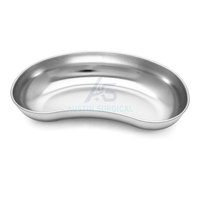 Plateaux rénaux médicaux durables en acier inoxydable avec design incurvé, manuels inclus, pour les procédures chirurgicales hospitalières et le rangement des instruments