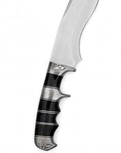 Cuchillo utilitario recurvo personalizado de acero inoxidable con mango de cuerno negro y damasco, herramienta de campo - Product Image 5