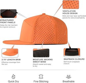 Classic <b>Flat</b> Peak Snapback <b>Caps</b> For Men Women Premium Cotton Snapback <b>Caps</b> Adjustable Fit Blank Snapback <b>Caps</b> For Embroidery - Product Image 3