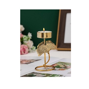 Gold Ginkgo Leaf <b>Tea</b> Light <b>Candle</b> Holder Modern Metal Votive Stand for Home Decor Table Centerpiececand Luxury Gift - Product Image 1