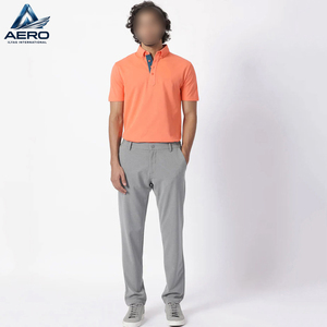 Men's <b>Orange</b> Color Sleeve Pique <b>Polo</b> Shirt Breathable Casual Fit Regular Length Solid Color Knitted Fabric <b>Polo</b> Tees - Product Image 5