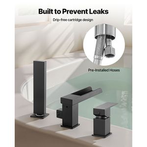 Rubinetto per vasca da bagno stile Romano con cascata a 3 fori e soffione doccia a 1 maniglia per ville - Product Image 5