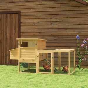 Gallinero de Madera Natural de 75 cm con Nido, Bandeja Extraíble y Rampa para Jardín o Patio Trasero, Jaulas para Animales - Product Image 1
