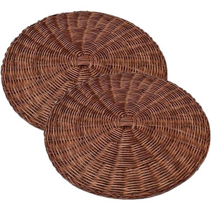 Best Selling Natural Rattan Charger Plates With Beads Customize Sizes Variety of Colors Handmade Rattan <b>Placemat</b> for Table Decor - Product Image 3