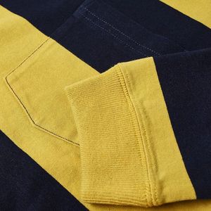 Camiseta de manga larga a rayas para hombre, cuello redondo, corte regular, tejido de algodón, estilo casual, color amarillo azul marino, camiseta para hombre - Product Image 5