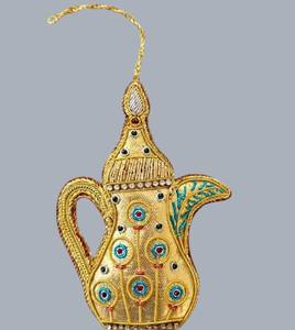 Dallah arabe islamique Zari suspendue, ornement brodé à la main Zardozi perlé, décoration festive Ramadan Aïd, vente en gros - Product Image 3