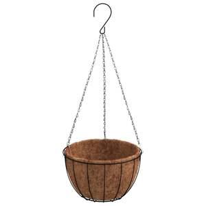 Jardinière suspendue en acier noir avec revêtement en poudre, paniers suspendus en fibre de coco et accessoires - Product Image 3