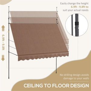 Tenda da Sole Estensibile in Lega di Alluminio per Finestre e Porte, Operazione Manuale, Copertura per Balcone e Patio con Protezione dalla Pioggia in PC Rivestito - Product Image 5