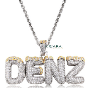 Men's Hip Hop DENZ <b>Letter</b> Pendant 925 Silver 18K Gold Plated Moissanite Themed Charm Everyday Wear - Product Image 1