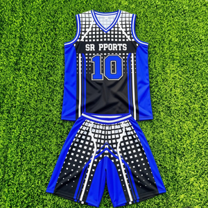 Uniformes de basket-ball personnalisés Sibrin en gros |   Maillots et shorts d'équipe avec logo, nom et numéro |   Ensemble de basket-ball réversible sublimé USA - Product Image 3
