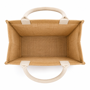 กระเป๋าช้อปปิ้งผ้ากระสอบขนาดใหญ่ หูหิ้วเชือก สีธรรมชาติ - Product Image 4