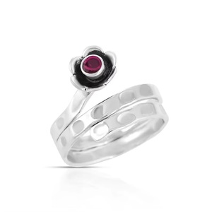925 Sterling Silver Natural Red Garnet Multi Band <b>Stacking</b> <b>Ring</b> Handmade Fashion Jewelry for Women Valentine Gift - Product Image 4