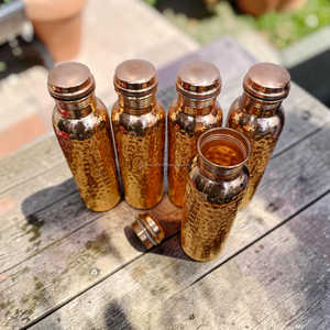 Handcrafted Hammered Pure <b>Copper</b> Water <b>Bottle</b> Ayurvedic Health Benefits <b>Drinking</b> <b>Bottle</b> At Cheap Price - Product Image 5