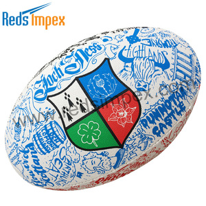 Ballon de rugby promotionnel en caoutchouc synthétique durable, entièrement personnalisable avec logo, idéal pour les événements d'entreprise et la promotion sportive - Product Image 1
