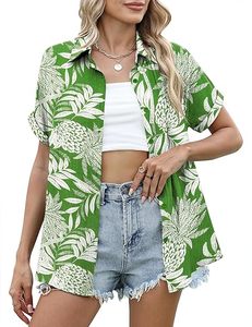 Camisa Hawaiana Informal para Mujer, Blusa Holgada con Botones y Estampado Floral Tropical para la Playa o el Verano - Product Image 4