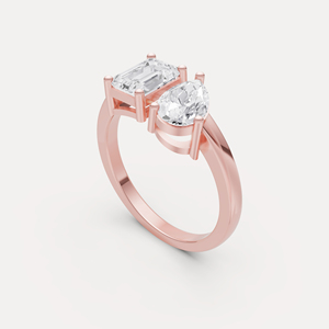 Anillo de Diamantes Cultivados en Laboratorio Toi Et Moi de Diseño Único, Anillo de Compromiso de Dos Piedras para Mujer, Regalo de Propuesta de Matrimonio, Joyería en Venta - Product Image 3