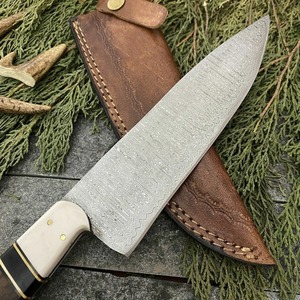 Cuchillo de Chef BA ENTERPRISES de Acero de Damasco Hecho a Mano, Hoja de 12 Pulgadas con Punta Caída, Mango de Madera, Borde Recto, Afilado, Ambidiestro, Industrial - Product Image 5