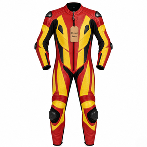 Combinaison de moto en cuir de vachette une pièce, protection intégrale, vente en gros directe d'usine, vêtements de course avec logo personnalisé - Product Image 1