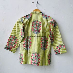 New Arrival Women's 100% Cotton Indian Screen Printed <b>Pyjama</b> Night Set Quick Dry V-neck Long Sleeves Casual - Product Image 2