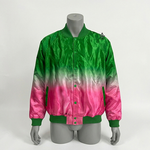 เสื้อแจ็คเก็ตวาร์ซิตี้สีชมพูเขียวสำหรับผู้หญิง HMR รุ่น Alpha Kapa ปักลายตราสัญลักษณ์  บุด้วยผ้าฟลีซนุ่ม น้ำหนักเบา ทันสมัย เหมาะสำหรับฤดูใบไม้ผลิ - Product Image 3