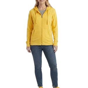 Sweat-shirt à capuche zippé pour femme, violet, manches longues, en mélange de coton tricoté, respirant, couleur unie, coupe classique, automne, sans doublure - Product Image 3