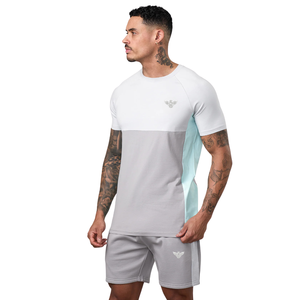 Camiseta Deportiva Personalizada para Hombre, Color Blanco Menta, con Bloques de Color, Transpirable, de Secado Rápido, de Algodón, para Gimnasio, Entrenamiento, Fitness, Uso Casual de Verano - Product Image 1