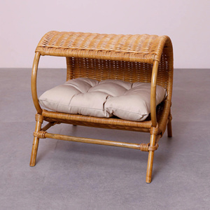 Handcrafted Rattan Pet Chair Elevated Wicker Pet Lounge Seat with <b>Cushion</b> Stylish Pet Furniture Cozy Pet Armchair OEM ODM - Product Image 1