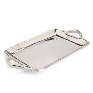 Bandeja decorativa de aluminio con asas de asta de ciervo, artículos de decoración para el hogar, bandejas decorativas de metal para mesa - Product Image 2