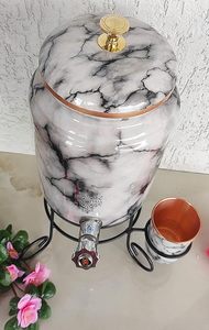 ตู้กดน้ำแก้วลายหินอ่อน ฝาและก๊อกทองแดง ใช้งานในครัวเรือนแบบแมนนวล - Product Image 6
