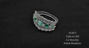 Bracelet en zircon coloré 12071, bracelet cubique plaqué rhodium, bijoux fantaisie en laiton avec pierres géométriques pour femme, idéal pour les soirées - Product Image 6
