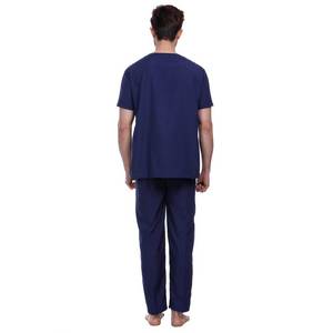 Conjunto de Uniforme Médico Azul Marino para Hombre, Cuello en V, Manga Corta, Pantalones de Uniforme, Ropa de Hospital, Tela de Algodón y Poliéster - Product Image 3