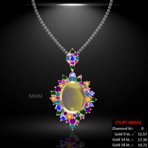 Premium yellow gold colour <b>stone</b> pendant round brilliant cut gemstone pendant fine jewelry women fashion pendant gift jewelry - Product Image 3