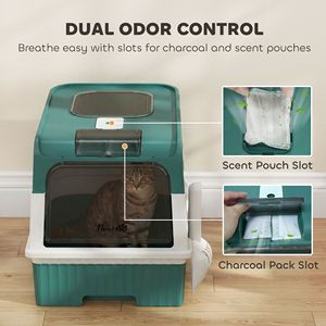 Lettiera Intelligente per Gatti Teal con Ingresso Frontale e Uscita Superiore, Copertura e Cassetto per Facile Pulizia, Adatta anche per Cani - Product Image 5