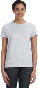 T-shirt pour femme gris clair à col en V, manches courtes, coupe classique, couleur unie, style décontracté, toile compressée, 100% coton respirant - Product Image 3