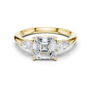 Anillo de compromiso de precio único en oro amarillo de 14k, joyería fina al por mayor OEM, anillo de diamante cultivado en laboratorio con corte brillante Asscher y pera - Product Image 1