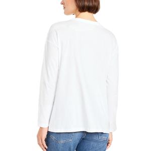 Women's <b>White</b> <b>Long</b> Sleeve Crew Neck Knitted T-Shirt Regular Fit Casual Solid Color All Seasons <b>Top</b> - Product Image 5