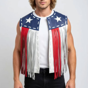 <b>Mens</b> <b>Suede</b> Fringe Vest Cowboy Western Sleeveless Leather <b>Jacket</b> Tassel Biker Rodeo Festival Supplier Premium OEM Apparel - Product Image 4