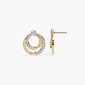 Boucles d'oreilles demi-cerceau en or 14 carats avec diamants de laboratoire de 0,40 ct, bijoux élégants pour mariage et soirée - Product Image 1