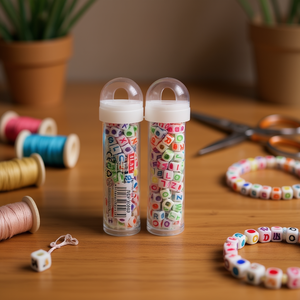 Perline con Lettere Ilan 6x6mm, Barattolo da 15g per Creazione di Gioielli e Artigianato - Product Image 2