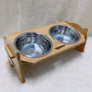 Comederos Elevados de Cerámica para Perros y Gatos con Base de Madera Natural, Juego de Platos para Mascotas - Product Image 5