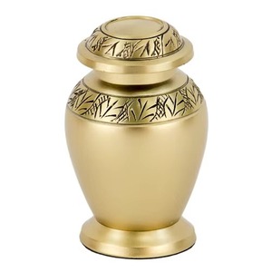 Stylish Metal Cremation Vase with <b>Leaf</b> Design Adult Cremation Urn for Human Ashes Reasonable Price - Product Image 1