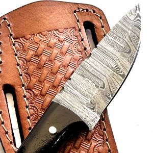 Couteau de cuisine Bowie 8 pouces, tendance, très vendu, OEM/ODM, prix bas, fait main, en acier Damas, manche en corne de taureau, lame pleine longueur - Product Image 5